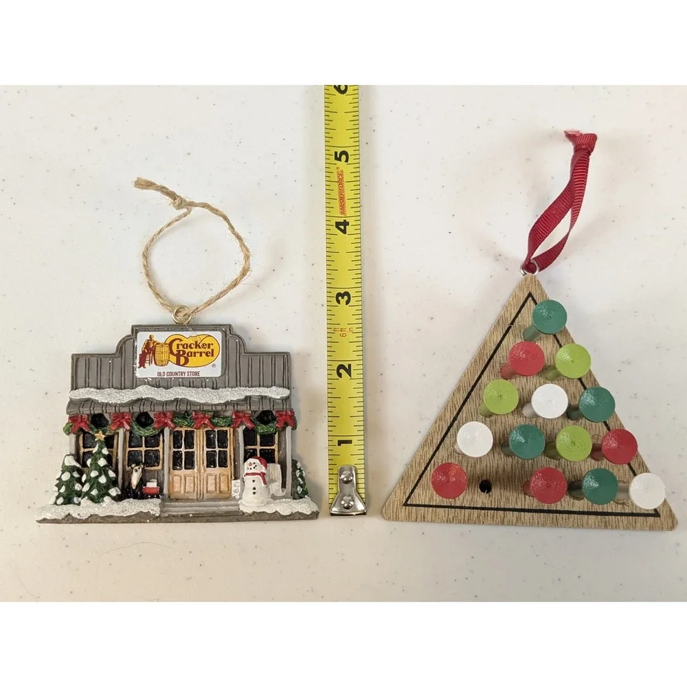 Cracker Barrel Ornament Set Peg Game + 2025 Old Country Store Porch Christmas